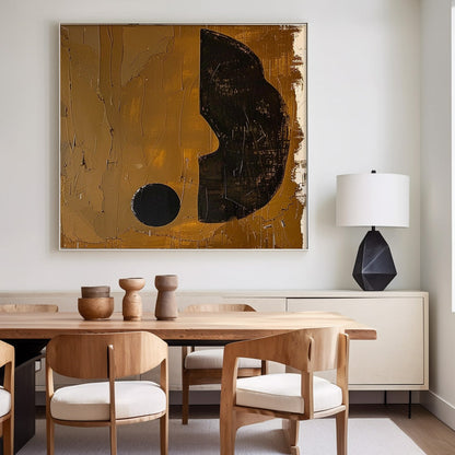 Abstract Minimalist Oil Painting with Geometric Shapes for Modern Decor