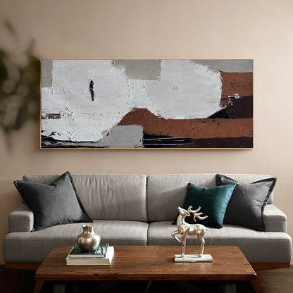Contemporary Abstract Oil Painting with Neutral Tones and Bold Brushstrokes