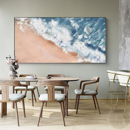 Serene Ocean Wave Oil Painting for Coastal Home D√©cor