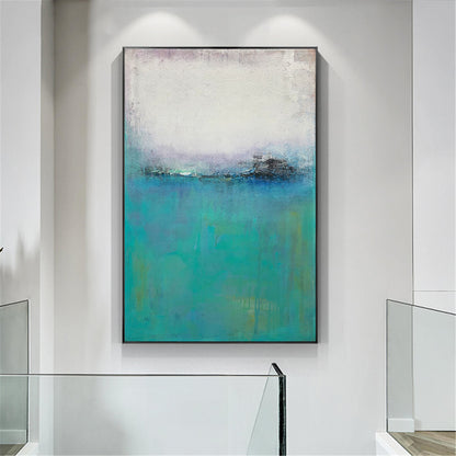 Calm Blue Abstract Oil Painting for Modern Home Decor and Art Collection