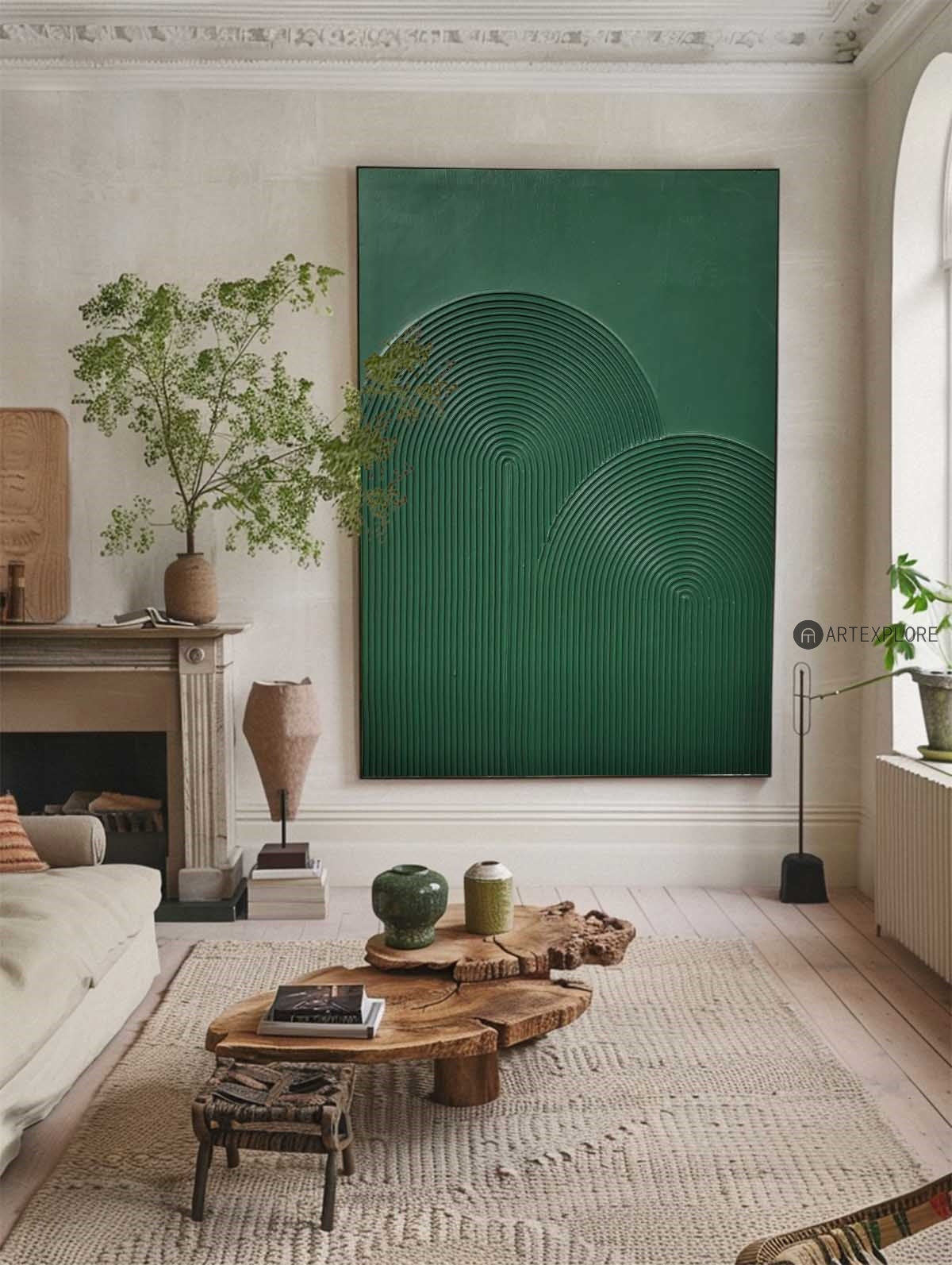 Serene Green Abstract Oil Painting for Modern Minimalist Home Decor