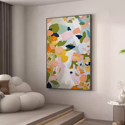 Vibrant Floral Abstract Oil Painting for Modern Home Décor