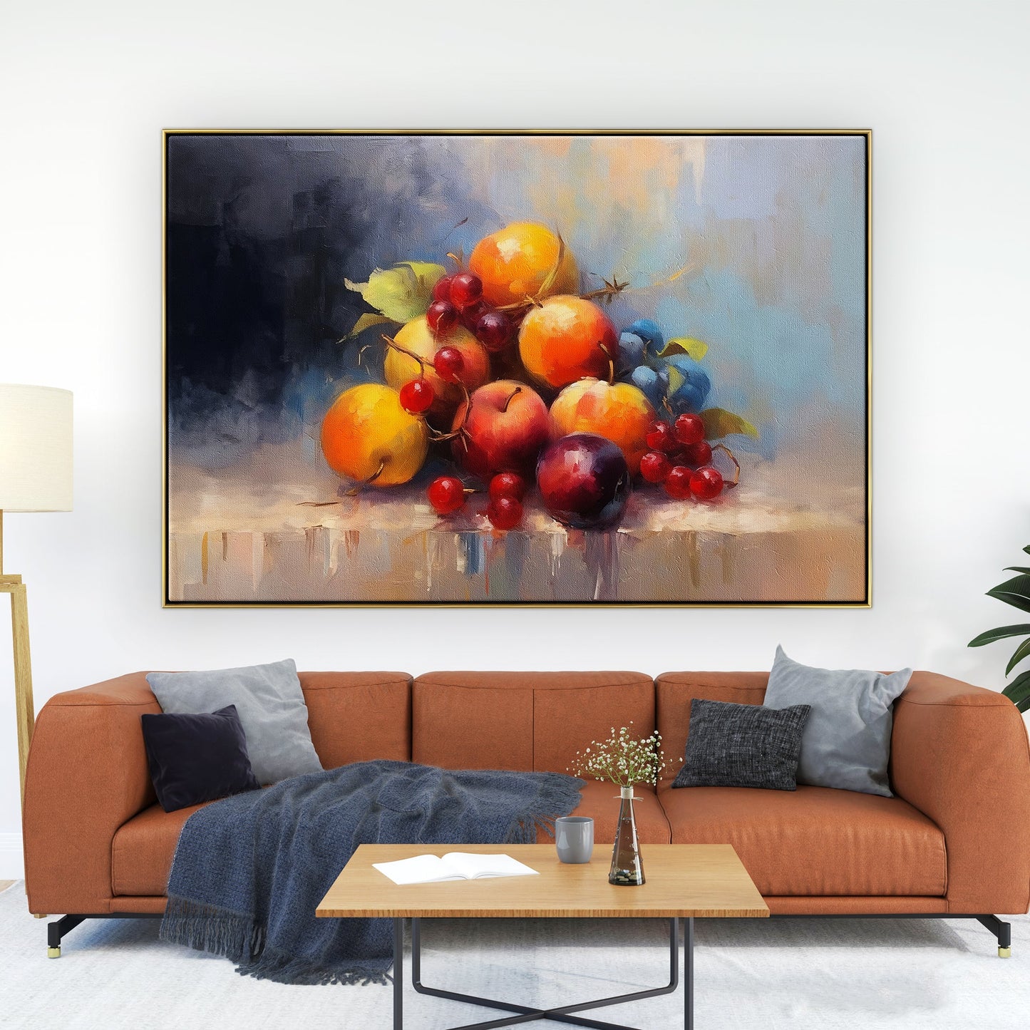 Vibrant Fruit Still Life in Modern Style - Colorful Oil Painting for Home Decor