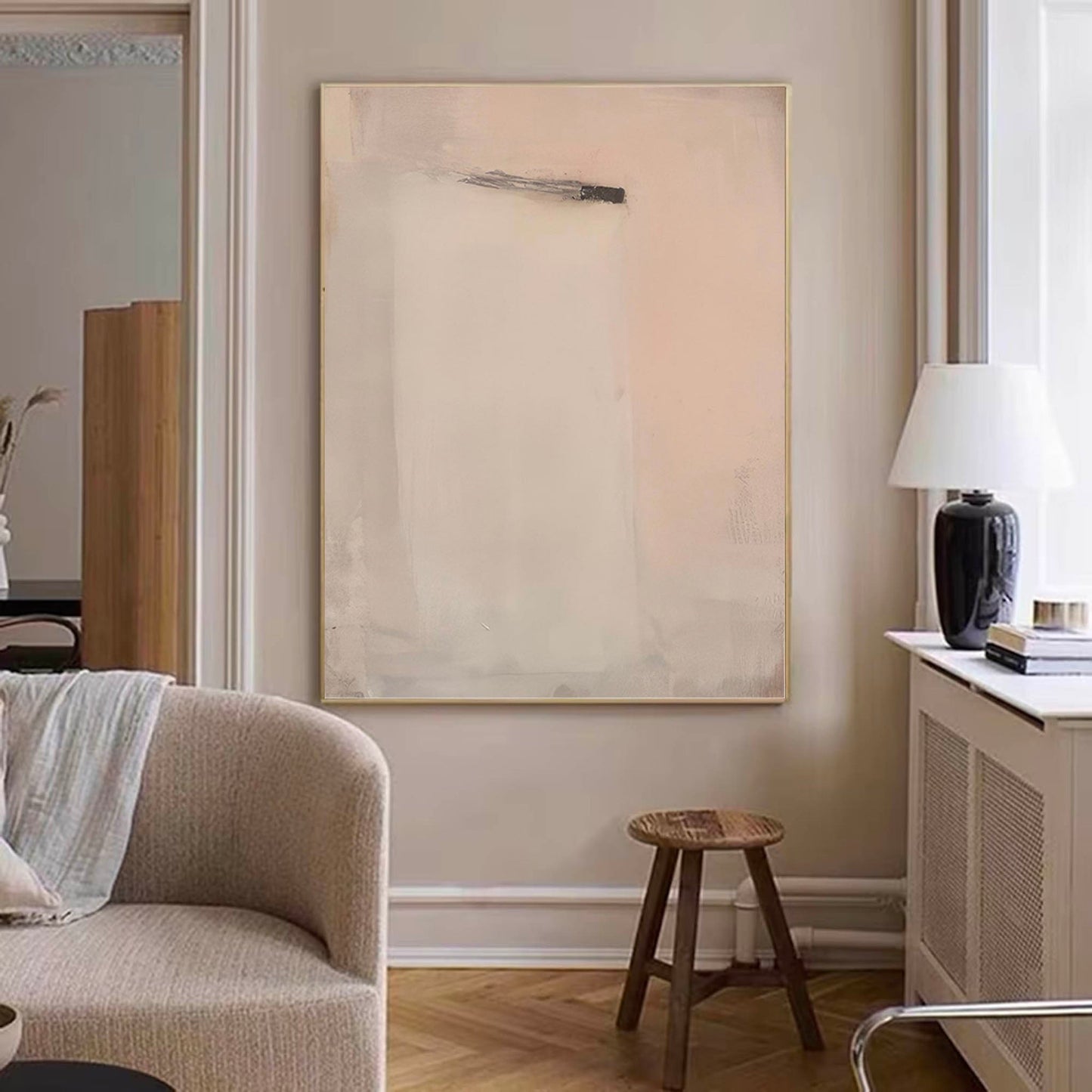 Serene Minimalist Abstract Oil Painting for Modern Home Decor