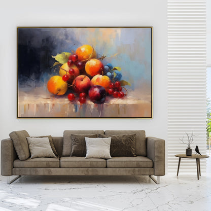 Vibrant Fruit Still Life in Modern Style - Colorful Oil Painting for Home Decor