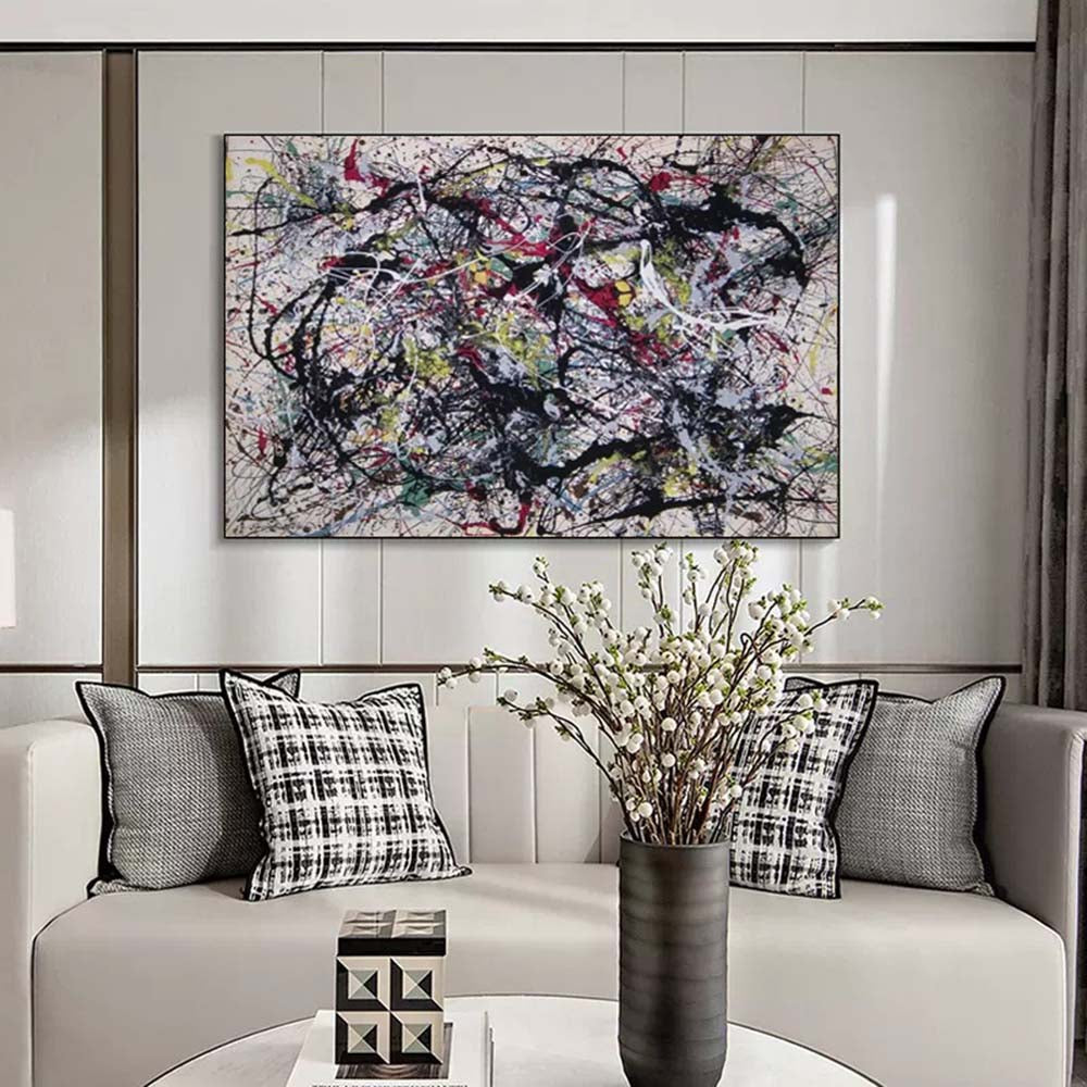 Abstract Expressionist Oil Painting with Vibrant Colors and Dynamic Brushstrokes