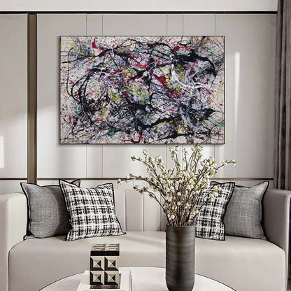 Abstract Expressionist Oil Painting with Vibrant Colors and Dynamic Brushstrokes