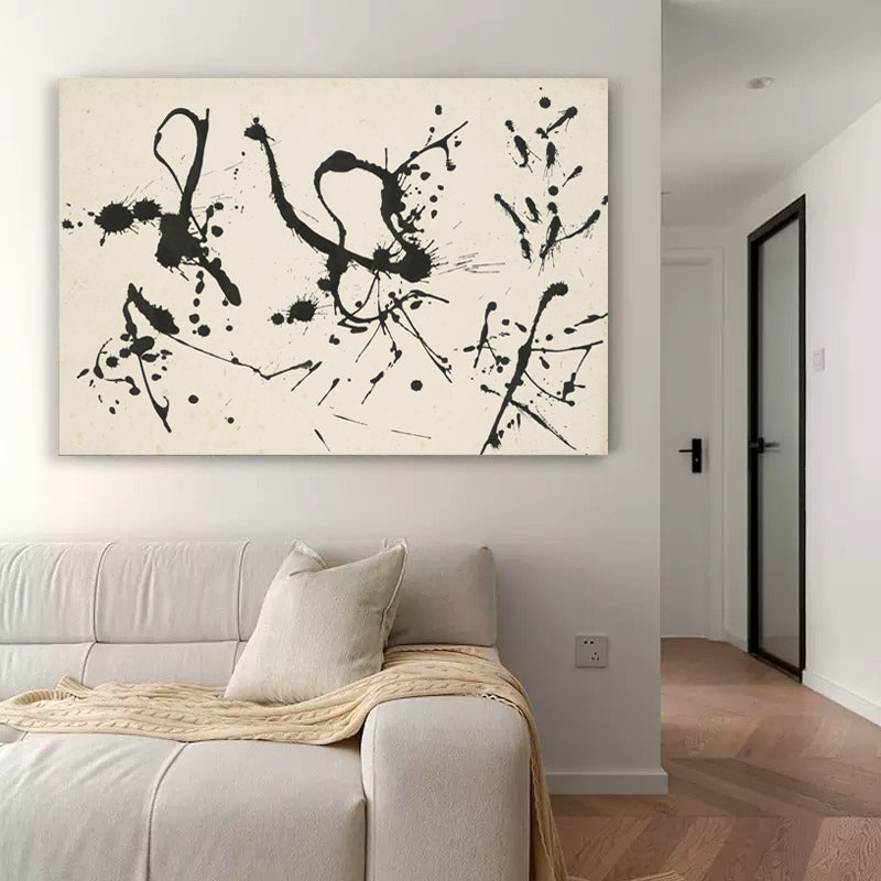 Abstract Black and White Oil Painting for Modern Home Decor