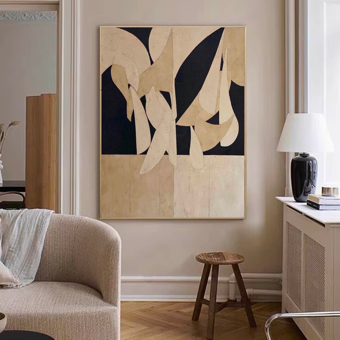 Elegant Minimalist Abstract Oil Painting for Modern Home Decor