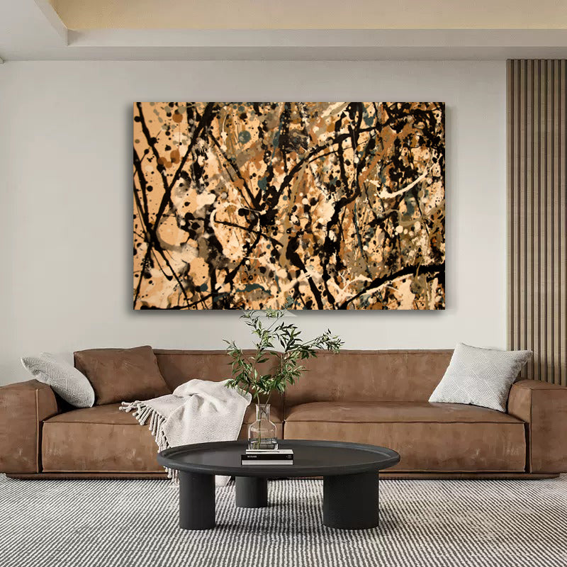 Abstract Black and Gold Oil Painting for Modern Home Decor