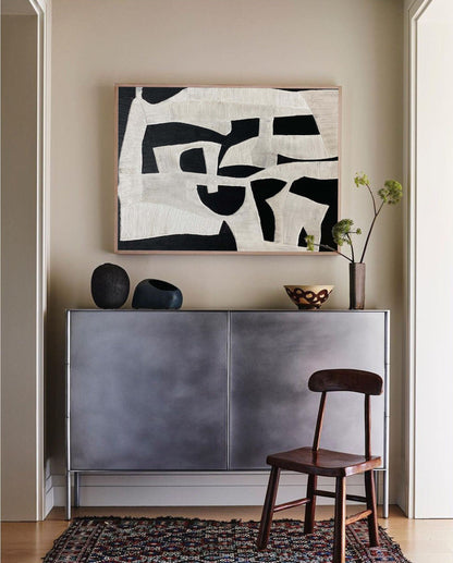 Abstract Black and White Oil Painting for Modern Decor and Art Lovers