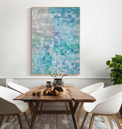 Serene Blue Abstract Oil Painting for Modern Home Decor