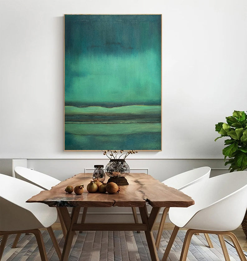 Serene Minimalist Oil Painting – Tranquil Abstract Canvas Art for Modern Decor