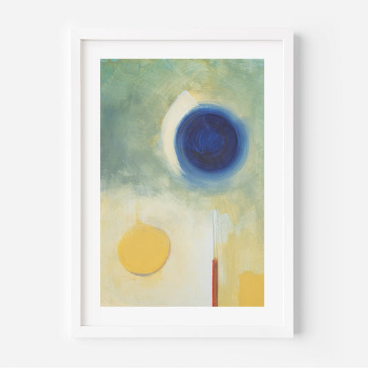 Abstract Blue and Yellow Oil Painting with Modern Geometric Shapes for Home Decor