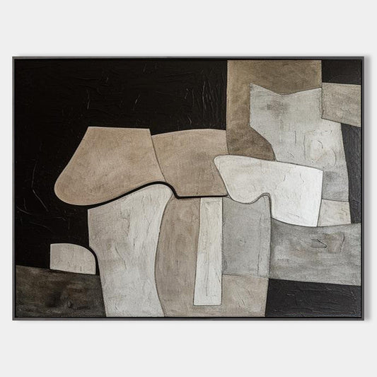 Contemporary Black and White Abstract Oil Painting for Modern Home Decor