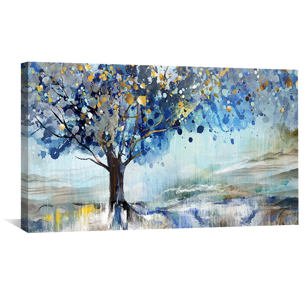 Vibrant Blue Abstract Tree Painting for Modern Home Decor