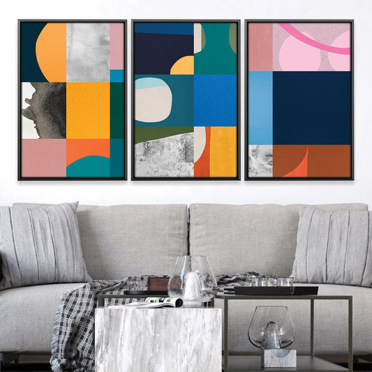 Vibrant Abstract Collage Oil Painting for Modern Home Decor