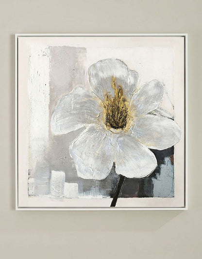 Elegant White Flower Oil Painting for Home Decor and Art Lovers
