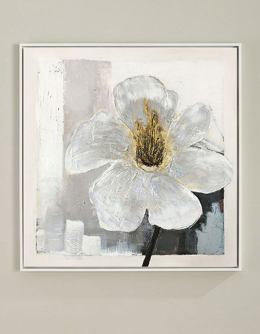 Elegant White Flower Oil Painting for Home Decor and Art Lovers