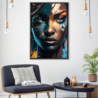 Vibrant Abstract Portrait Wall Art - Colorful Oil Painting for Modern Decor