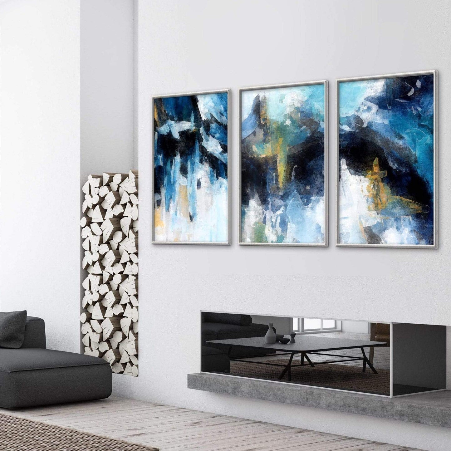 Stunning Abstract Oil Painting of Glacial Blues and Greens for Modern Decor