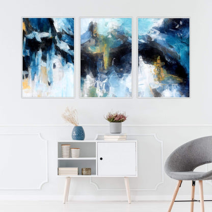 Stunning Abstract Oil Painting of Glacial Blues and Greens for Modern Decor