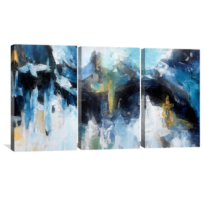 Stunning Abstract Oil Painting of Glacial Blues and Greens for Modern Decor