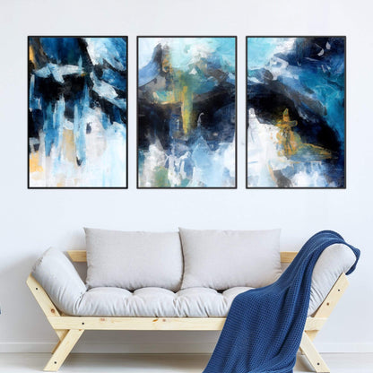 Stunning Abstract Oil Painting of Glacial Blues and Greens for Modern Decor