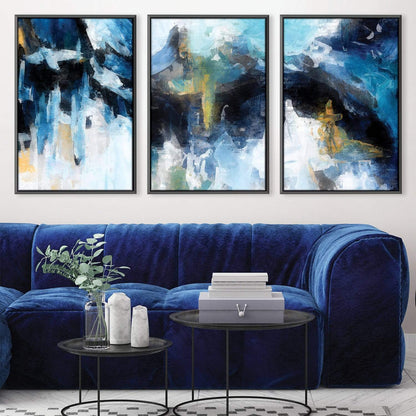 Stunning Abstract Oil Painting of Glacial Blues and Greens for Modern Decor