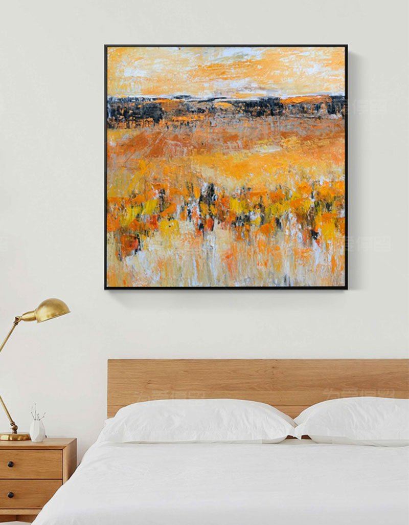 Vibrant Abstract Landscape Oil Painting for Modern Home Decor