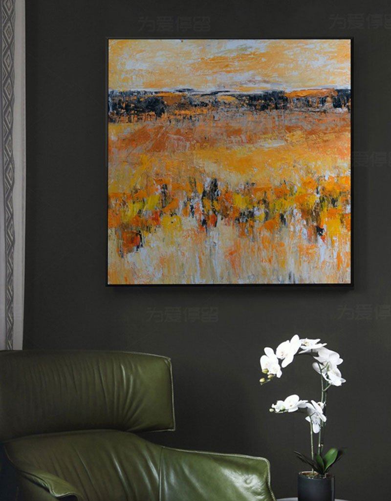 Vibrant Abstract Landscape Oil Painting for Modern Home Decor