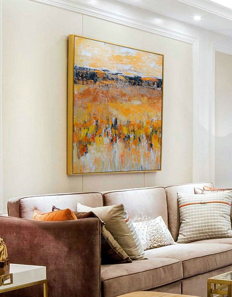 Vibrant Abstract Landscape Oil Painting for Modern Home Decor