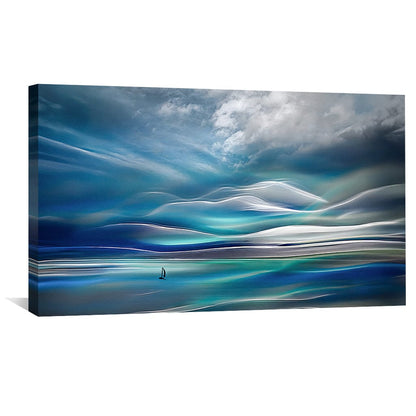 Tranquil Abstract Ocean Landscape Oil Painting for Modern Home Decor