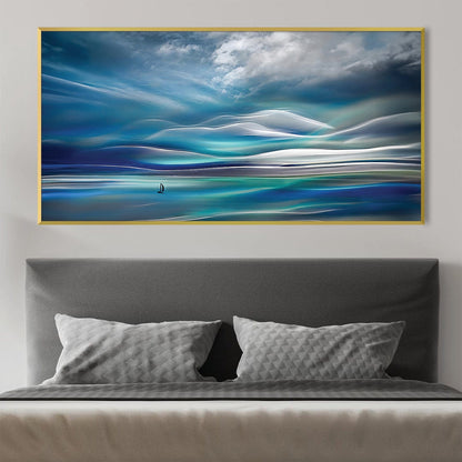 Tranquil Abstract Ocean Landscape Oil Painting for Modern Home Decor