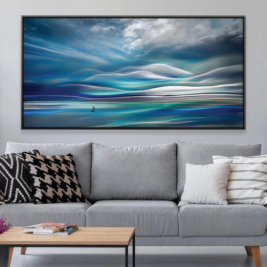 Tranquil Abstract Ocean Landscape Oil Painting for Modern Home Decor