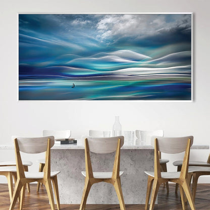 Tranquil Abstract Ocean Landscape Oil Painting for Modern Home Decor