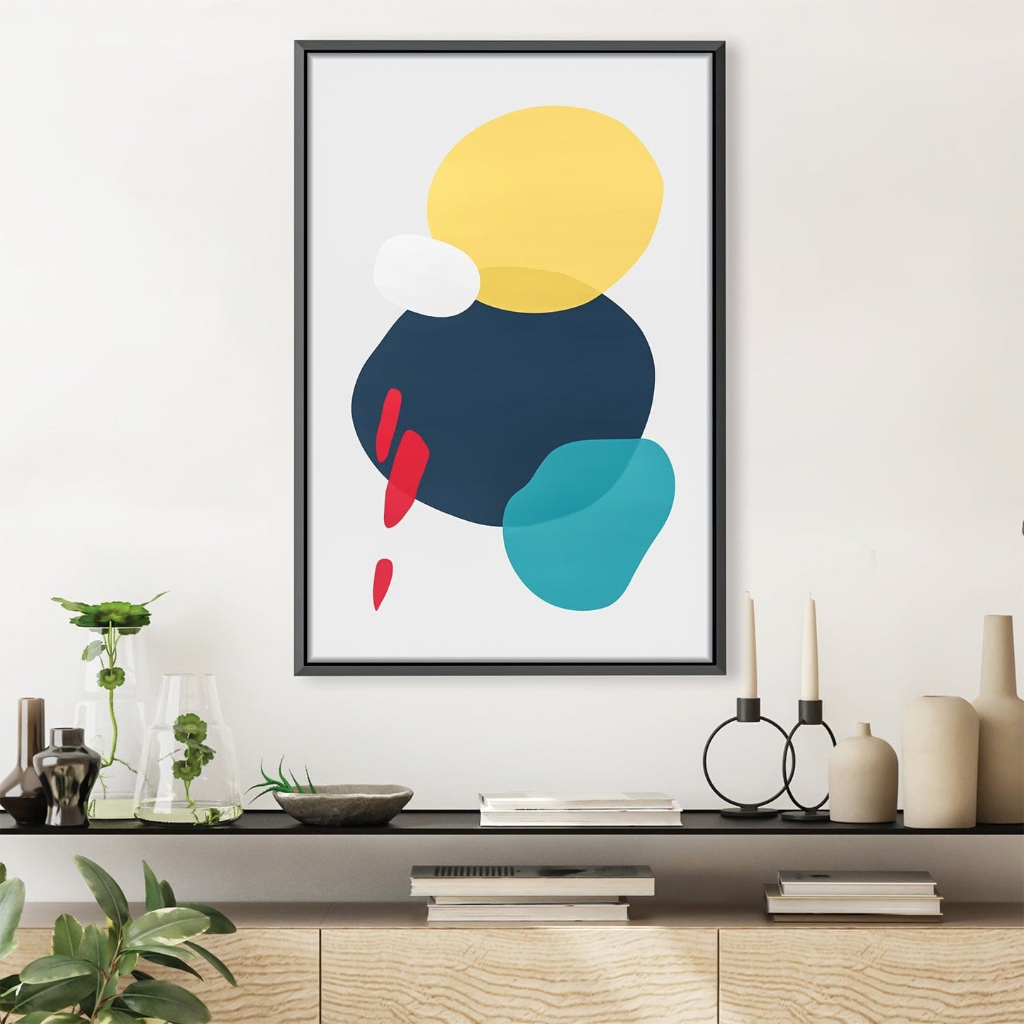 Colorful Abstract Minimalist Shapes Canvas Art for Modern Home Decor