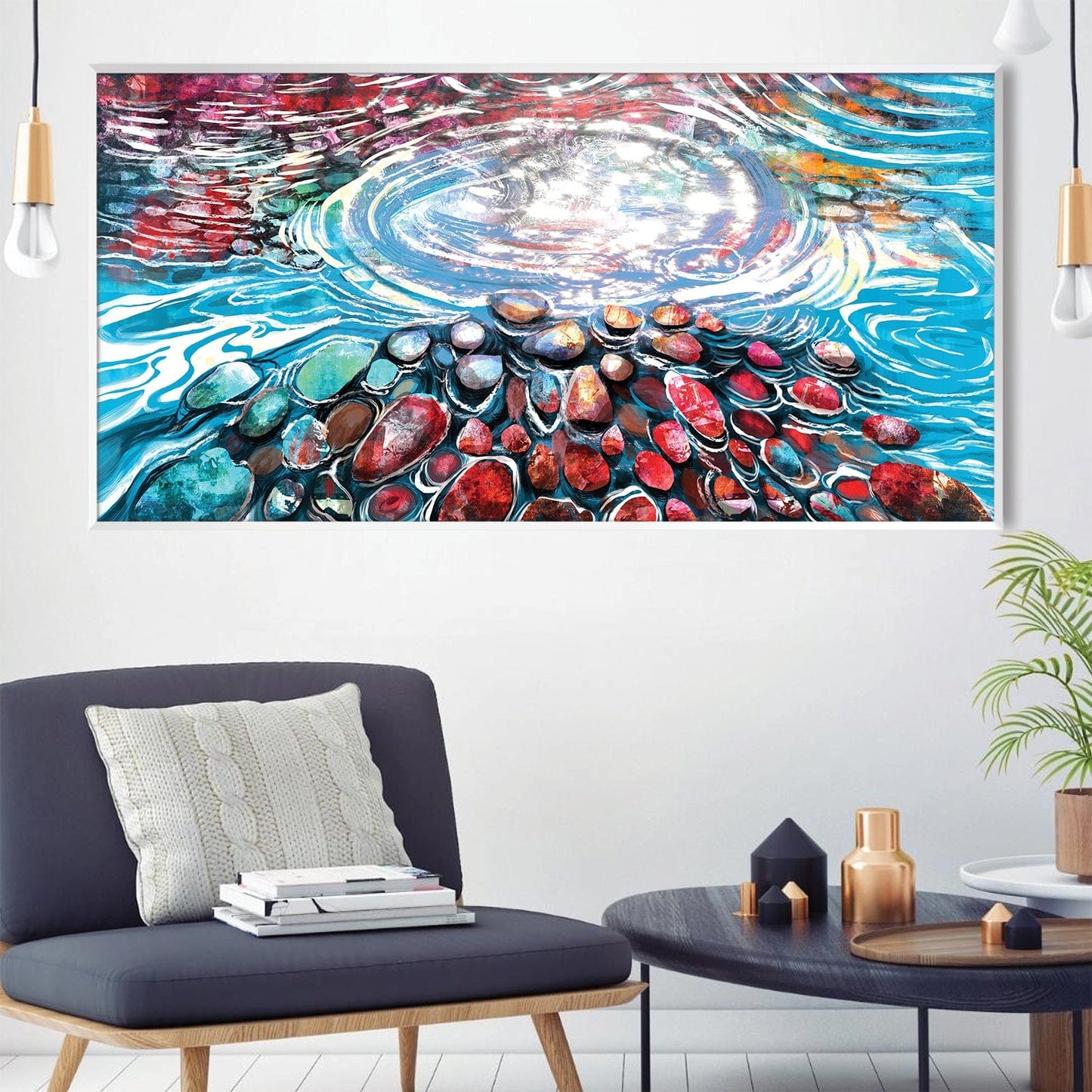 Vibrant Abstract Pebbles Oil Painting for Modern Home Decor