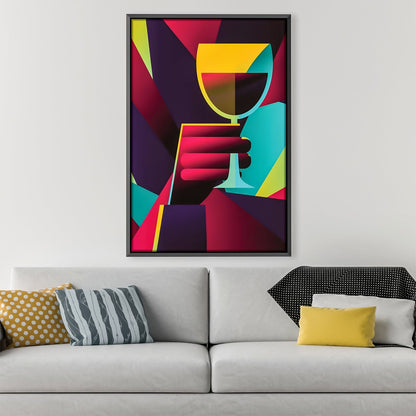 Vibrant Abstract Wine Glass Art for Modern Home Decor