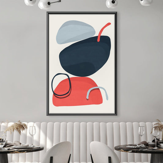 Modern Abstract Oil Painting with Geometric Shapes and Bold Colors for Home Decor