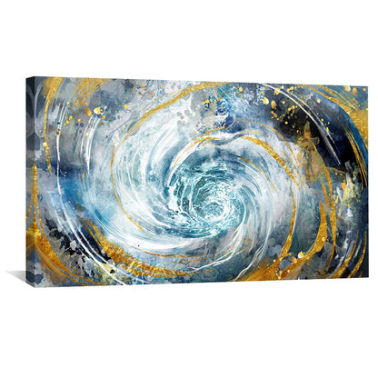 Swirling Ocean Blue Abstract Oil Painting for Modern Home Decor