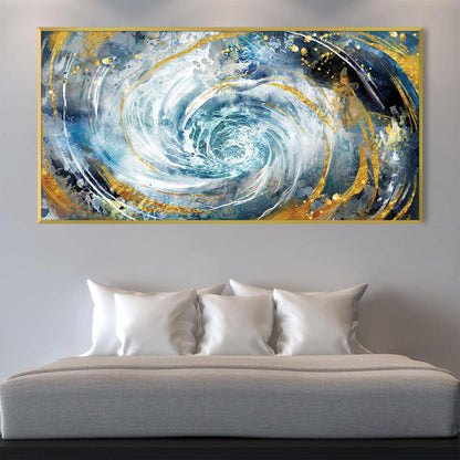 Swirling Ocean Blue Abstract Oil Painting for Modern Home Decor