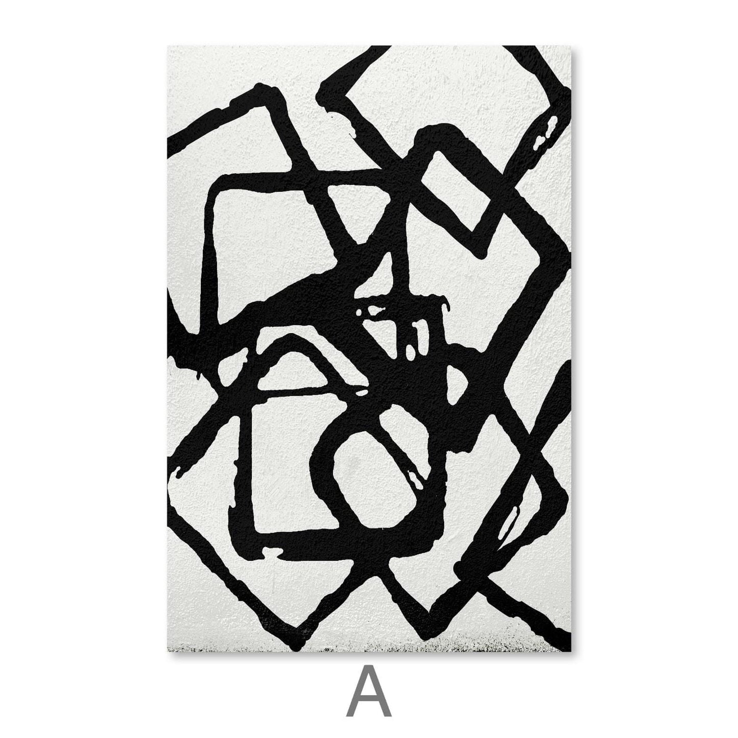 Monochrome Abstract Art: Dynamic Black and White Oil Painting for Modern Decor