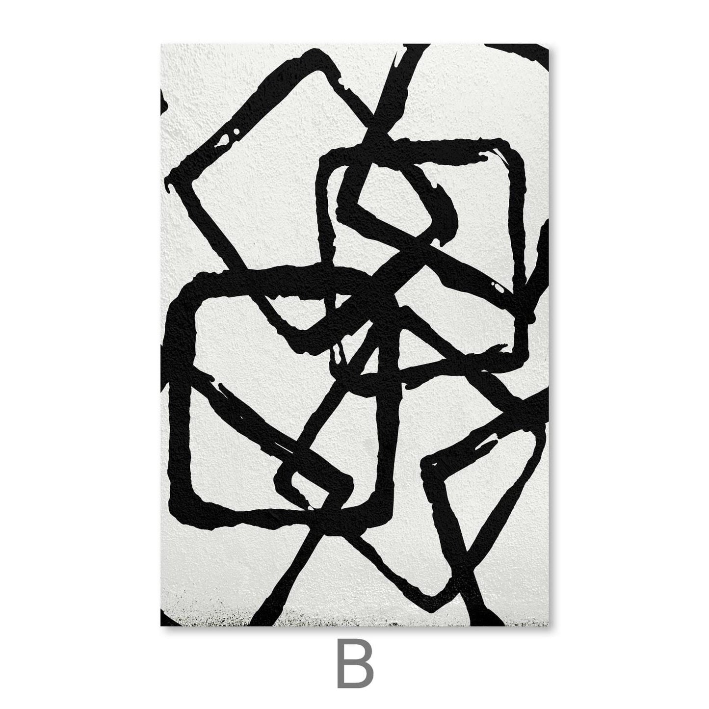 Monochrome Abstract Art: Dynamic Black and White Oil Painting for Modern Decor