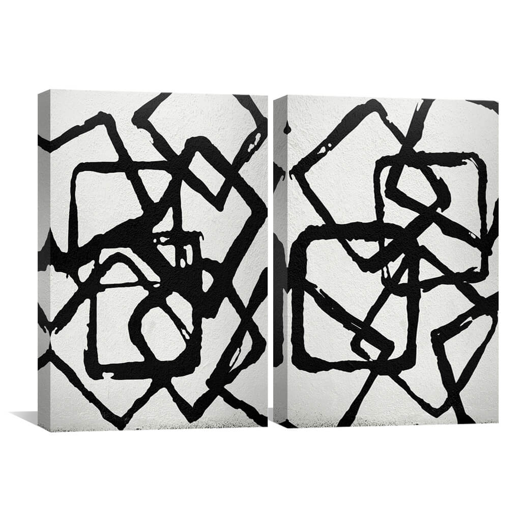 Monochrome Abstract Art: Dynamic Black and White Oil Painting for Modern Decor