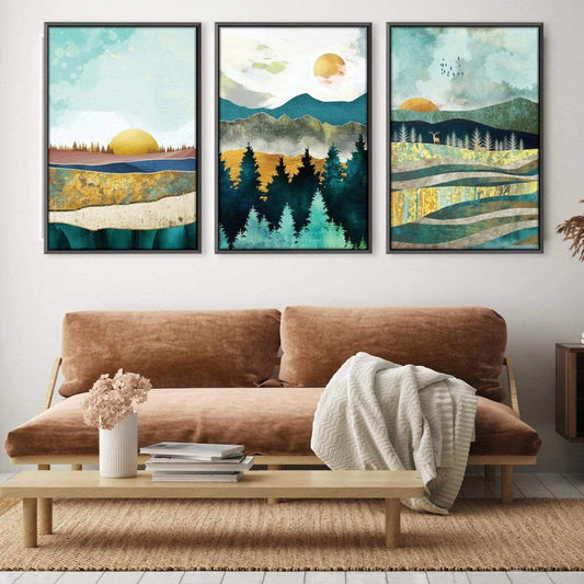 Vibrant Abstract Sunset Landscape Oil Painting for Modern Home Decor