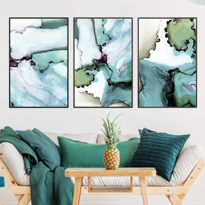 Tranquil Blue and Green Abstract Oil Painting for Modern Home Decor