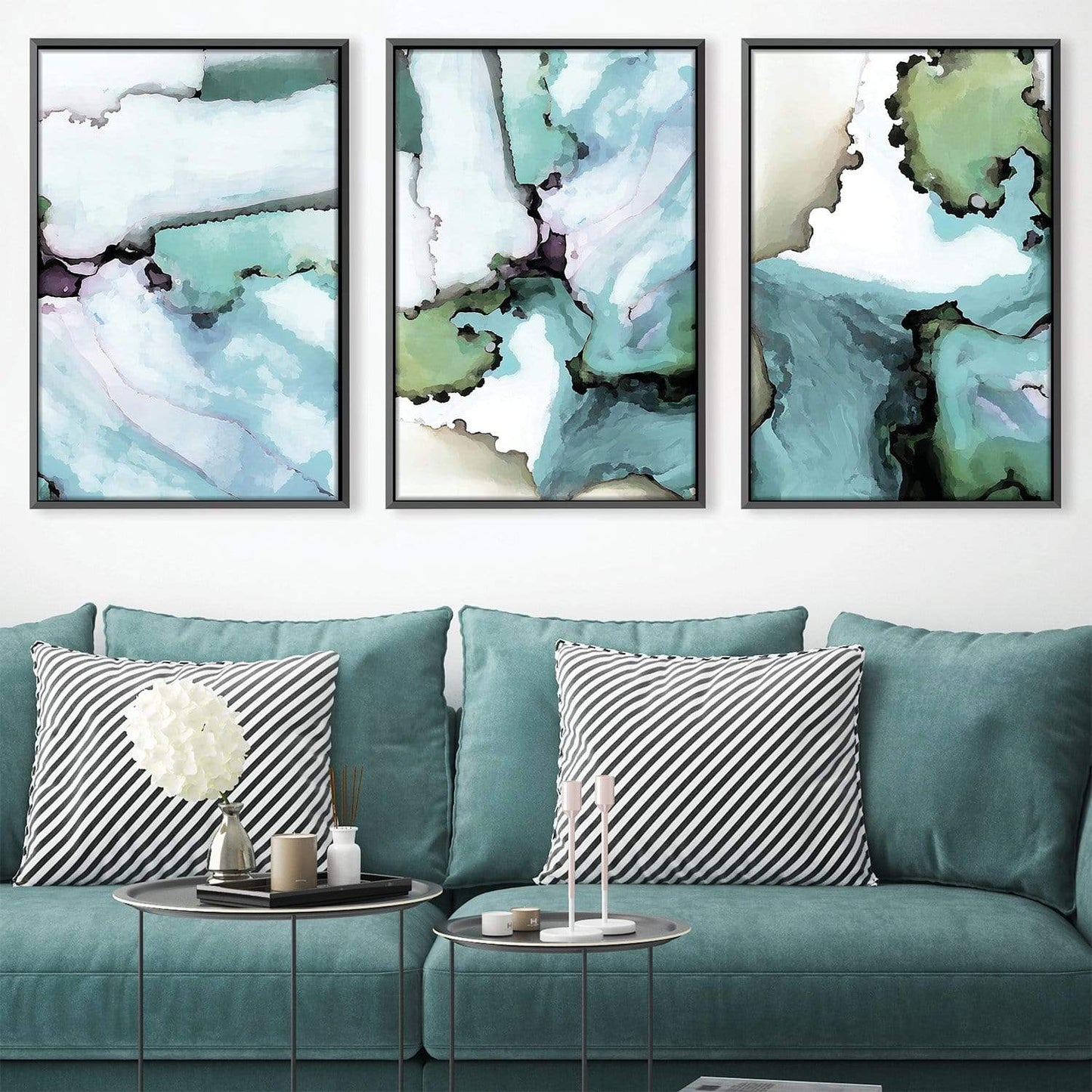 Tranquil Blue and Green Abstract Oil Painting for Modern Home Decor