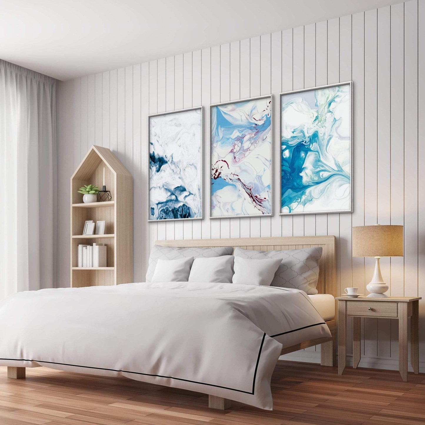 Serene Abstract Watercolor Landscape Oil Painting for Elegant Home Decor