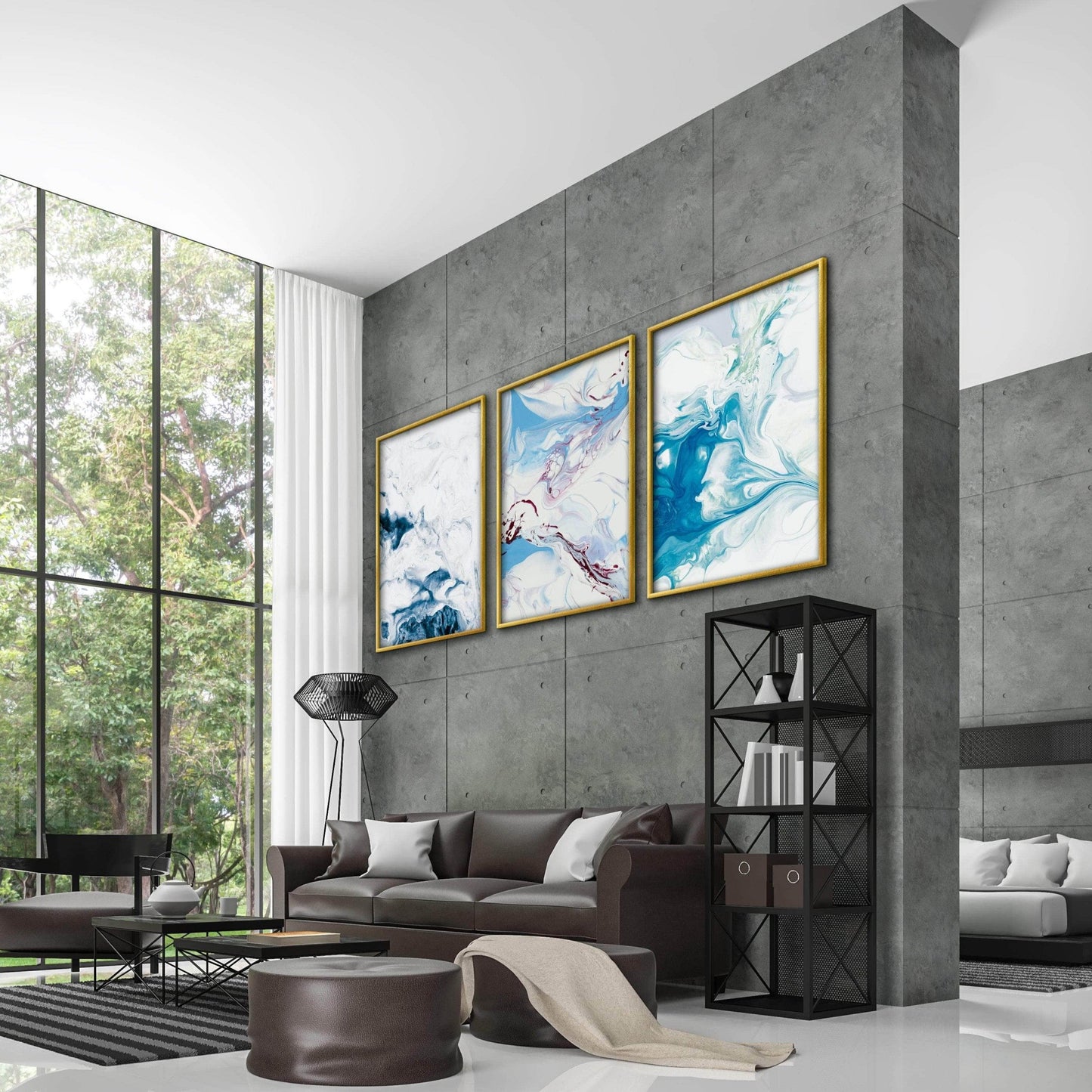 Serene Abstract Watercolor Landscape Oil Painting for Elegant Home Decor